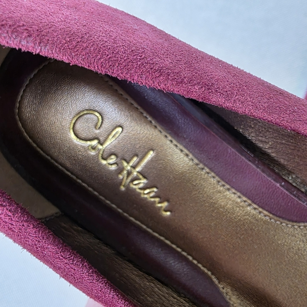 Cole Haan Nike Air Burgundy Suede Ballet Flats Buckle Detail 7.5B - Picture 5 of 8